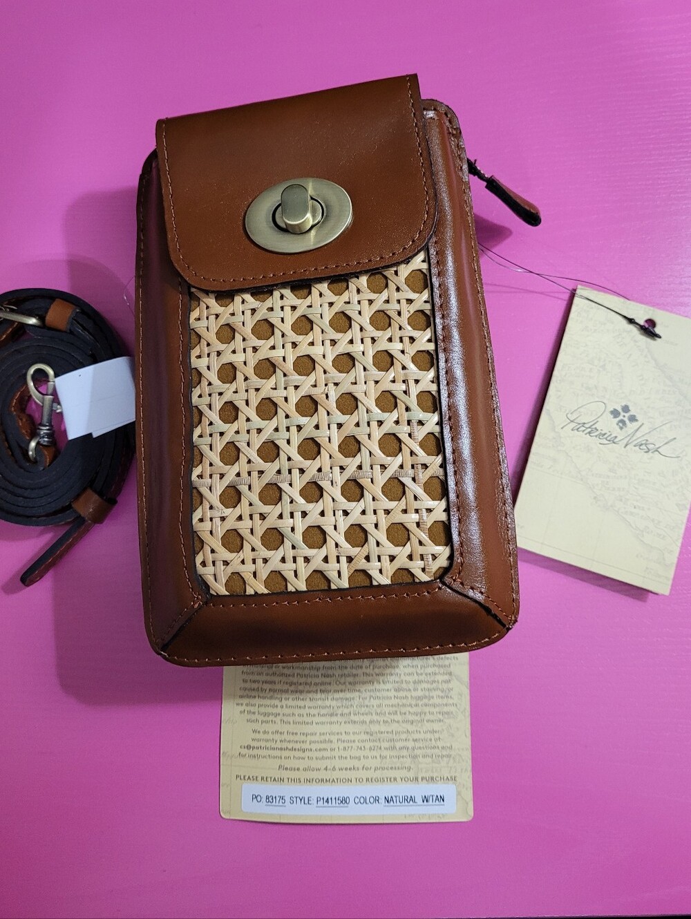 Patricia Nash Felicita Natural Woven Tan Small Compact Crossbody NWT (1251)